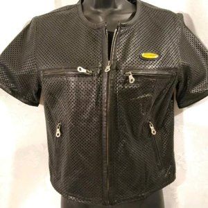 LADIES LEATHER SHORT SLEEVE SHIRT JACKET